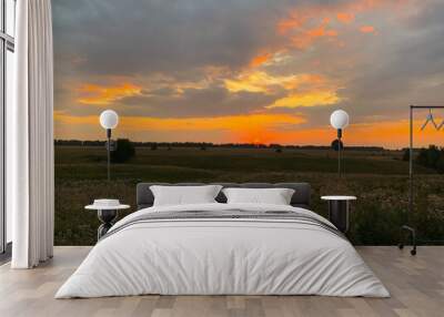 Bright sunset over rmeadow Wall mural