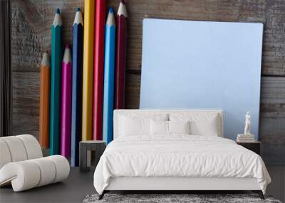 colorful crayons and peace of paper, Wall mural