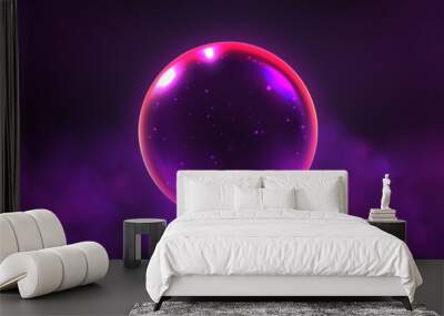 Crystal magic ball, mystic prophecy orb, oracle sphere with smoke cloud and sparkling stars. Fantasy vector illustration. Wall mural