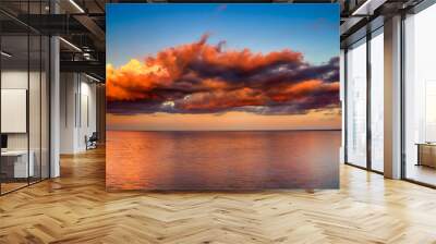 Pink Dramatic Clouds Over Lake Superior Horizon Wall mural