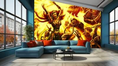 Epic battle magic warrior girl with the army of darkness. Wall mural