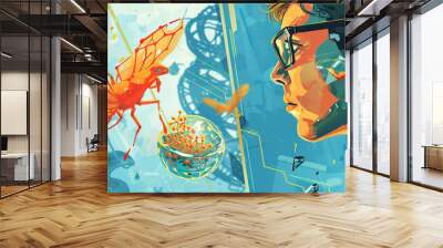 A bio-hacker tinkers with the code of life, creating new species and modifying existing ones with ease.  Wall mural