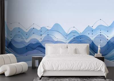 A series of line graphs tracking various market indices, displayed on a neutral, abstract background. Color: Blue. Wall mural