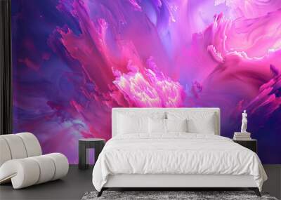 A vibrant abstract pattern of pink and purple hues, creating an uplifting and feminine atmosphere. Wall mural