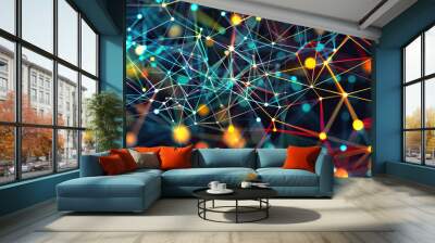 Abstract Networking: A mesmerizing array of interconnected dots, showcasing the intricate web of connections in the corporate world. Wall mural