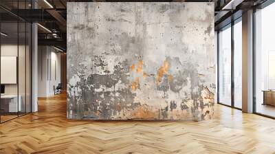 An exposed concrete wall textured with chipping paint and rusty metal fragments, offering an urban and edgy backdrop for contemporary interiors. Wall mural