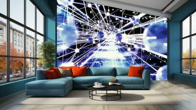 Cobalt Connection: Global Network of Digital Communications, Represented by Blue Tones of Connectivity and Technology Wall mural