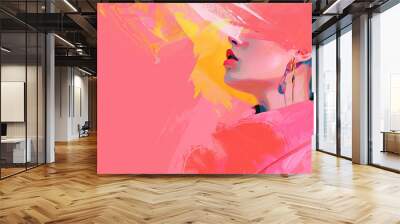 Fashion Abstracts - Pink: A feminine pink abstract, highlighting the vibrancy and elegance of the fashion industry, perfect for a boutique or designer's showroom. Wall mural