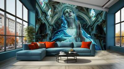 Feast of the Immaculate Conception: Honoring the Divine Conception of Virgin Mary, Celebrated in Catholic Countries. Wall mural