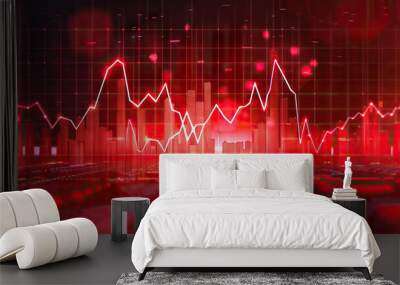 Financial Charts Abstracts: Red Profit Loss Comparison Wall mural