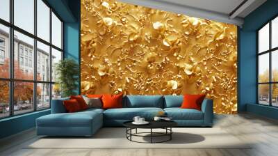 Glamorous Gold Wallpaper: Walls adorned with glittering gold wallpaper, adding glamour and luxury to any room Wall mural