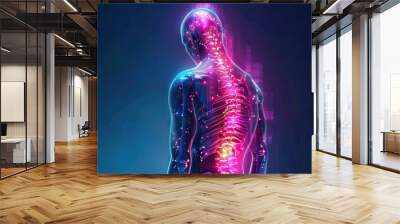 Hereditary Spastic Paraplegia: The Muscle Spasticity and Gait Disturbances - Imagine a person with highlighted spinal cord showing hereditary spastic paraplegia, experiencing muscle spasticity Wall mural