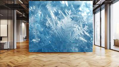 Icy Frost: Close-Up of Frosty and Textured Ice Crystal Surface Wall mural