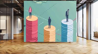 Income Disparity: A visual representation of income inequality, with a graph showing the disparity between high and low earners. Wall mural