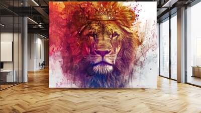 Lion of Judah: The Lion and Crown - Imagine Jesus as a lion with a crown, illustrating his role as the Lion of Judah. Wall mural