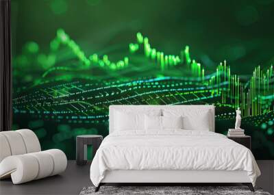 Stock Graphs Abstracts: Green Rebound Curve Wall mural