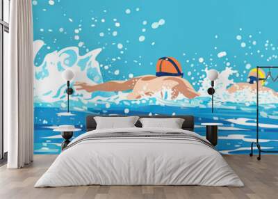 Swim Squad Splashdown: Making Waves and Mastering Strokes in the Pool Wall mural