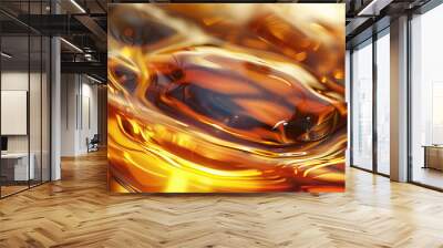 The Allure of Alcohol: A glass of amber liquid reflecting light, enticing and dangerous Wall mural