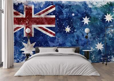 The Southern Cross: The Australian Flag as a Symbol of the Southern Hemisphere - Imagine the Australian flag with its Southern Cross constellation, symbolizing Australia's place in the Southern Hemisp Wall mural