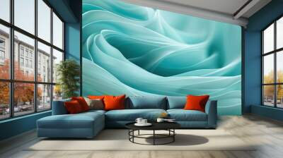 Turquoise Twirl: A whirlpool of soft turquoise shapes blending seamlessly into one another, evoking a sense of calmness and serenity in any setting. Wall mural