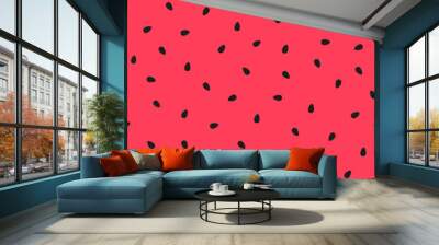 Vector watermelon background with black seeds. Wall mural