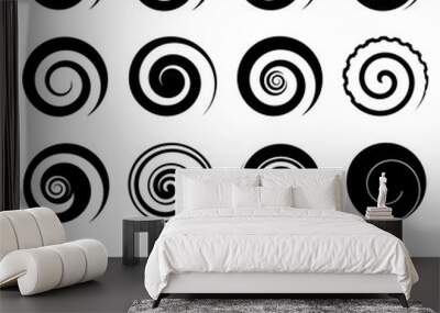 Set of simple spirals, isolated vector graphic elements Wall mural