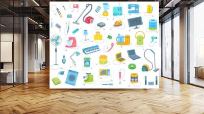 Collection of electrical home equipment. Big icons set of appliances. Wall mural