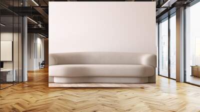 Modern living room mockup, beige minimal sofa on empty wall background, 3d render Wall mural