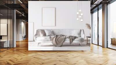 Stylish white modern living room interior, home decor
 Wall mural