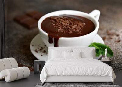 Delicious hot chocolate with mint. Wall mural