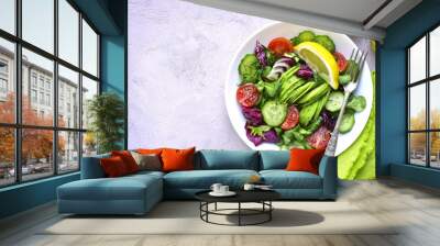 Vitamin diet vegetable salad.Top view. Wall mural