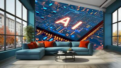 AI chipset in a technology space. Wall mural