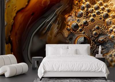 Black coffee liquid with foam. Wall mural