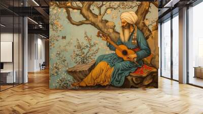 Iranian Muslim dervish in the 14th century praying. Wall mural