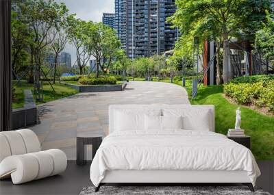 Beautiful city residential high-rise residential community background material Wall mural