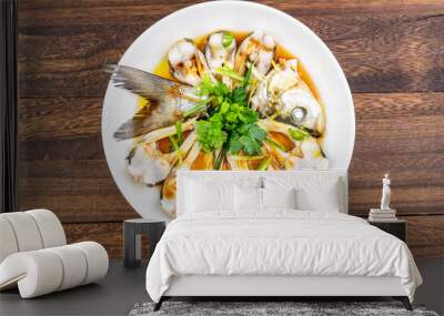 Chinese home cooking dish steamed white fish Wall mural