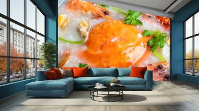 Guangdong Chaoshan casserole porridge with shrimp and crab seafood porridge Wall mural