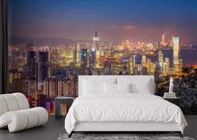 Shenzhen city night scenery Wall mural