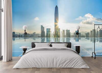 Shenzhen City Scenery and Big Data Concept Wall mural