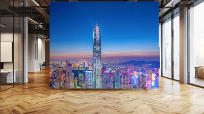 Shenzhen Futian CBD night skyline Wall mural