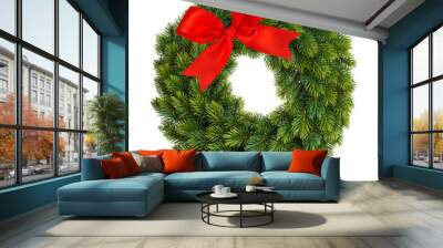 Christmas wreath red decoration white background Wall mural