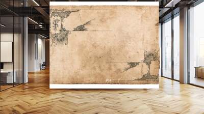 old cardboard with antique pattern isolated on white Wall mural