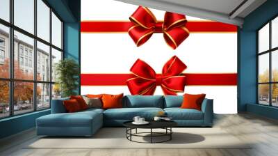 PNG Red ribbon and bow with gold isolated against transparent background Wall mural