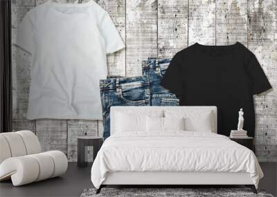 Tshirt mockup Fashion flatlay website online shop social media Wall mural