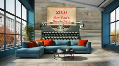 Typewriter with white paper page. New Year's Resolutions Wall mural