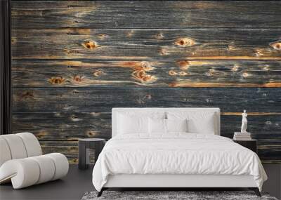 Wooden background dark weathered planks wood pattern Wall mural