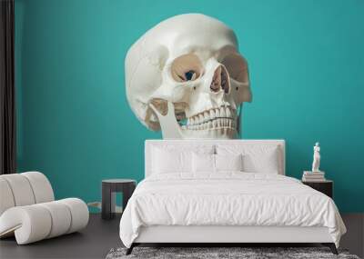 A skeleton is shown with its head turned to the right Wall mural