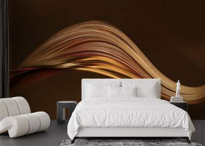 Abstract background. Gold (bronze) wave on brown. Wall mural