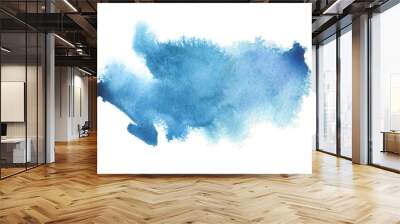 Abstract blue watercolor blot painted background. Isolated. Wall mural