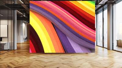 Abstract color wave rainbow strip line paper horizontal background. Wall mural